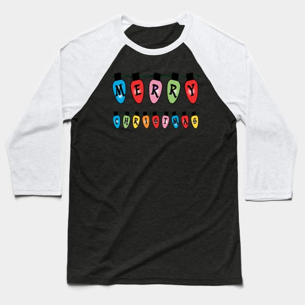 Merry Christmas Lights Baseball T-Shirt by fishing for men